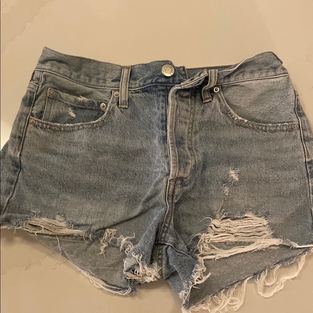 Z Supply Blue Jean Shorts Distressed Raw Hem